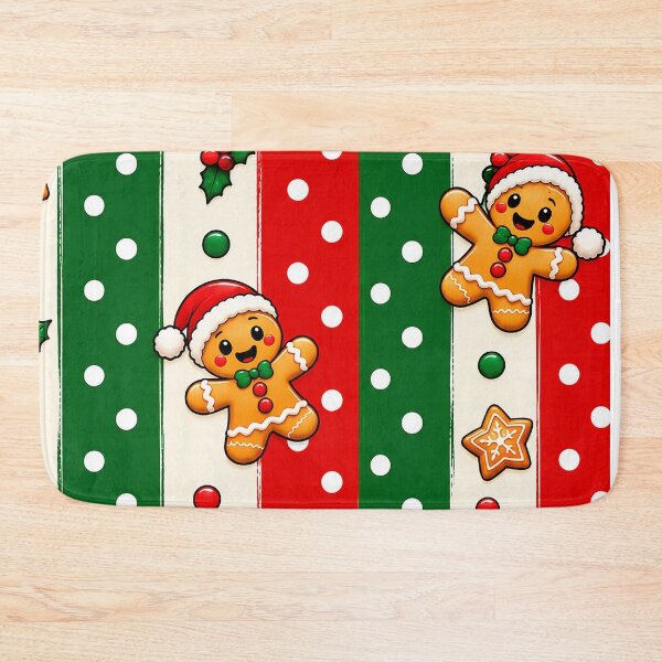 Item preview, Cute Christmas Gingerbread Cookies Festive Holiday Stripes Chrstimas Pattern, polka dot pattern designed and sold by Luvjesus2.