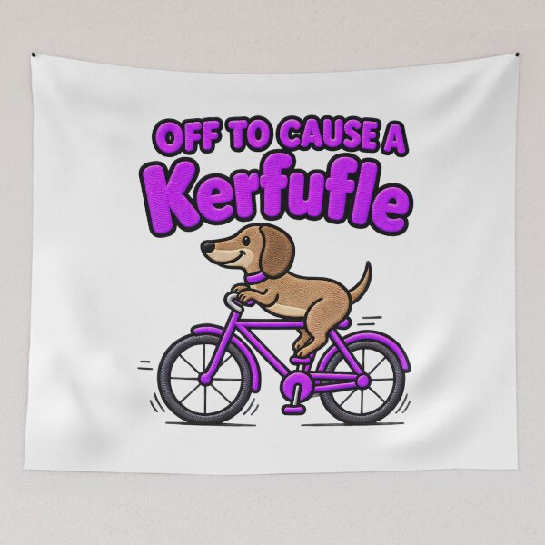 Item preview, Off to Cause a Kerfuffle Funny Dachshund Saying designed and sold by ArtDesignTp.