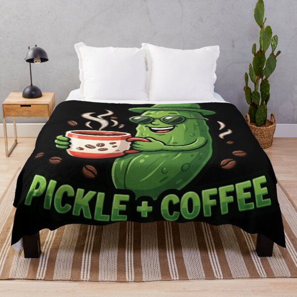 Item preview, Funny Pickle Coffee Cartoon with Sunglasses designed and sold by Basma Designs | Retro, Kawaii Shirts & Stickers.