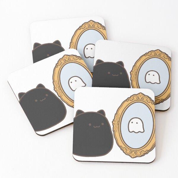 Item preview, Cute Black Cat Ghost Haunted Mirror Halloween Kawaii Sticker designed and sold by xiaoxiaochibi.