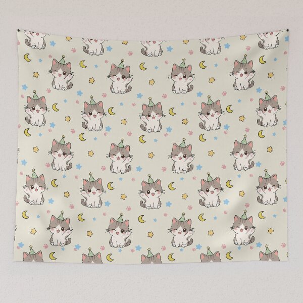 Item preview,  Cute Cats in Party Hats Seamless Pattern designed and sold by prapapon.