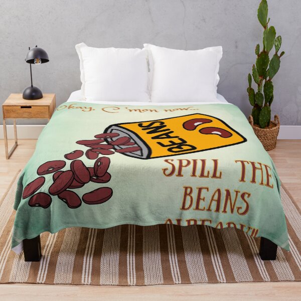 Item preview, Okay C'mon Now Spill the Beans Already Funny Pun Art designed and sold by glassmelon.com.