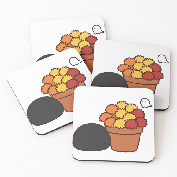 Item preview, Cute Black Cat Ghost Mums Flower Pot Fall Kawaii Sticker designed and sold by xiaoxiaochibi.