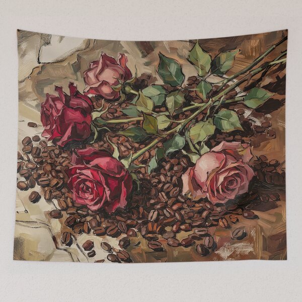 Item preview, Coffee and Roses Dream - Warm Earthy Floral Design designed and sold by Marcu Ioachim.