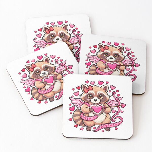 Item preview, Raccoon Heart Collector Adorable Woodland Valentine designed and sold by ArtDesignTp.
