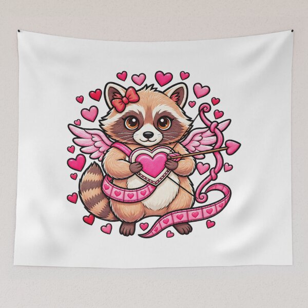 Item preview, Raccoon Heart Collector Adorable Woodland Valentine designed and sold by ArtDesignTp.