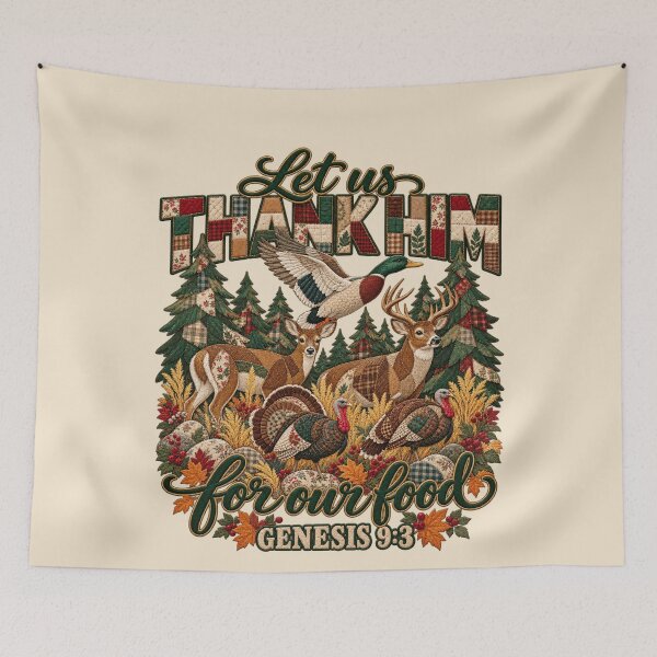 Item preview, Let Us Thank Him for Our Food Genesis 9:3 Patchwork Wildlife designed and sold by AmiGraph.