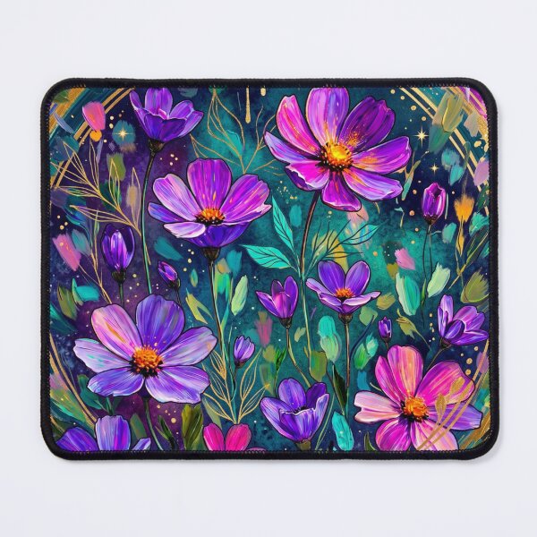 Item preview, Enchanted Midnight Garden - Watercolor Purple Cosmos Flowers designed and sold by Chroma Dreams .