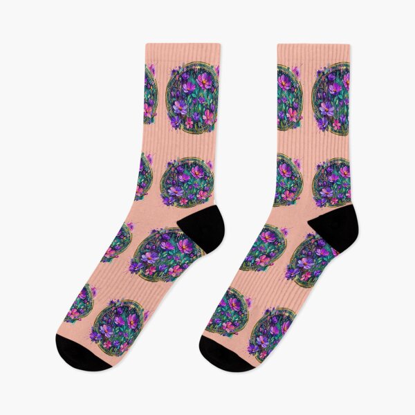 Item preview, Enchanted Midnight Garden - Watercolor Purple Cosmos Flowers designed and sold by Chroma Dreams .