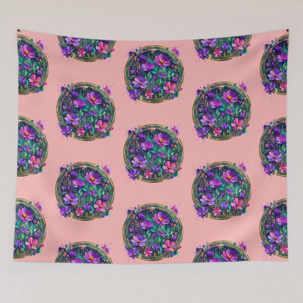 Item preview, Enchanted Midnight Garden - Watercolor Purple Cosmos Flowers designed and sold by Chroma Dreams .