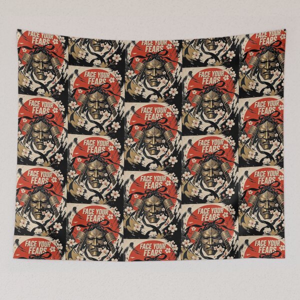 Item preview, Face Your Fears - Japanese Warrior Samurai Helmet Illustration designed and sold by Dogandesighn.