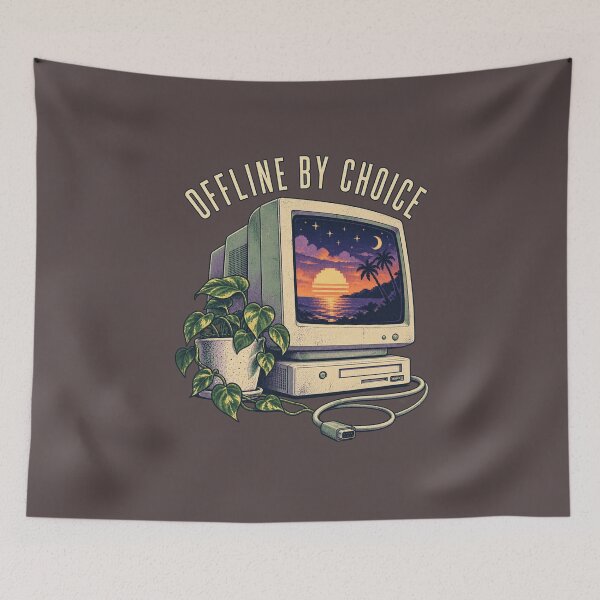 Item preview, Offline by Choice | 90s Retro Computer Sunset designed and sold by slemfiskz.