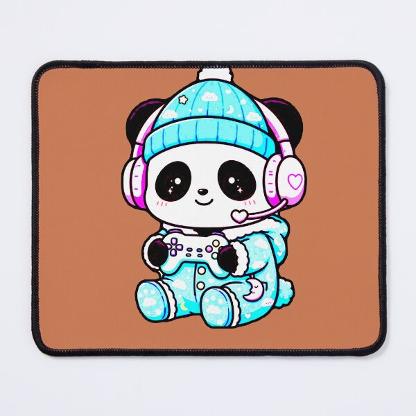 Item preview, Kawaii Blue Panda Gamer Cozy Clouds Pink Gaming Headphones Cute designed and sold by AstronautMerch.