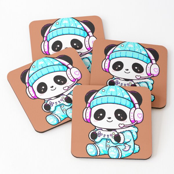 Item preview, Kawaii Blue Panda Gamer Cozy Clouds Pink Gaming Headphones Cute designed and sold by AstronautMerch.