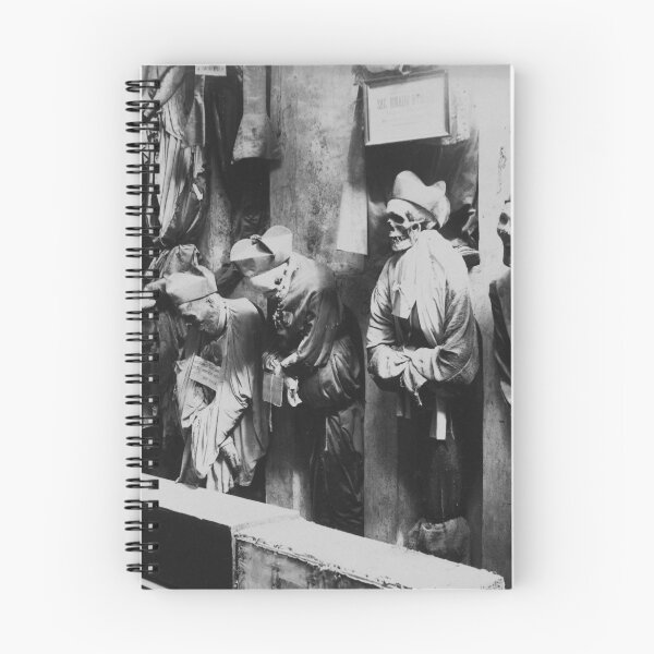 Item preview, Morbid curiosities - 1895 macabre gothic Catacombs, Convento dei Cappucini, Palermo, Italy mausoleum vintage black and white photograph by Eugenio Interguglielmi  designed and sold by Astrid Arkhangelsky.