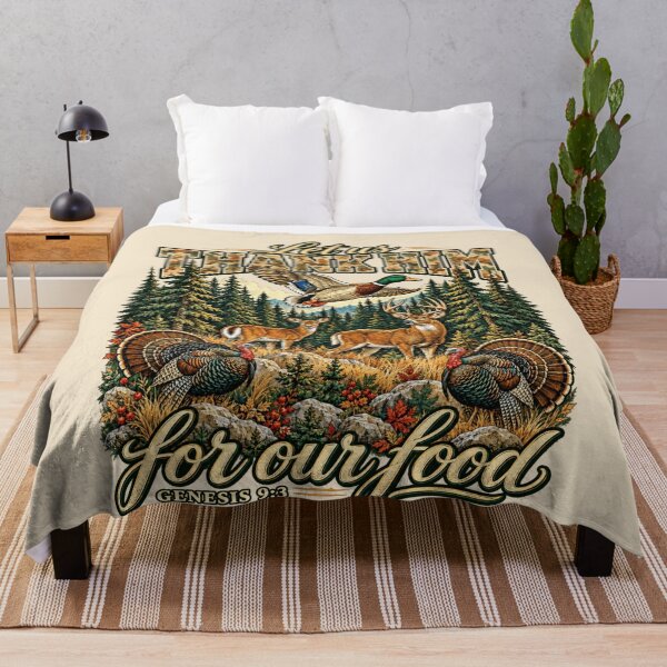 Item preview, Let Us Thank Him for Our Food Genesis 9:3 Woodcut Wildlife designed and sold by AmiGraph.