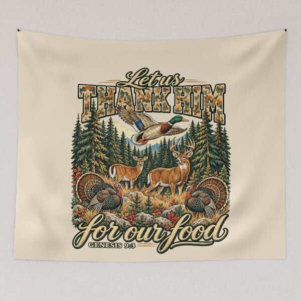 Item preview, Let Us Thank Him for Our Food Genesis 9:3 Woodcut Wildlife designed and sold by AmiGraph.