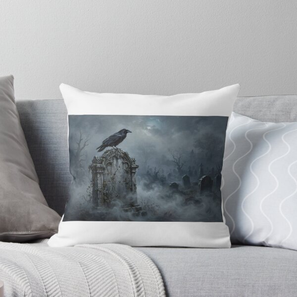 Item preview, Raven on Tombstone in Fog — Gothic Romantic designed and sold by WhaleStore.