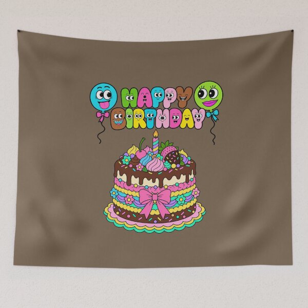 Item preview, Funny Happy Birthday Cake & Balloons designed and sold by Aimetoi.