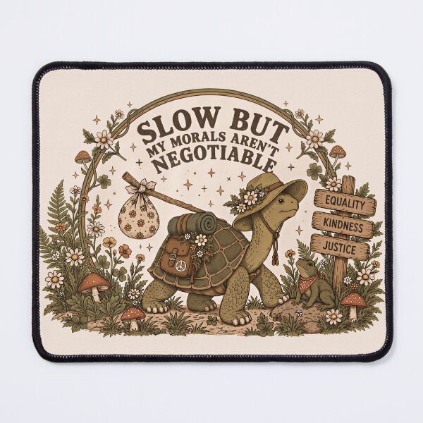 Item preview, Slow But My Morals Aren't Negotiable Cute Cottagecore Turtle Art designed and sold by gear-posters.