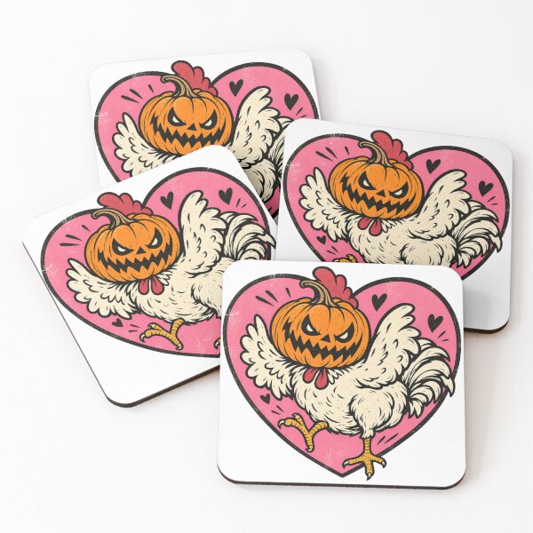Item preview, Pumpkin Head Chicken – Funny Retro Halloween Heart designed and sold by Blink Art Studio.