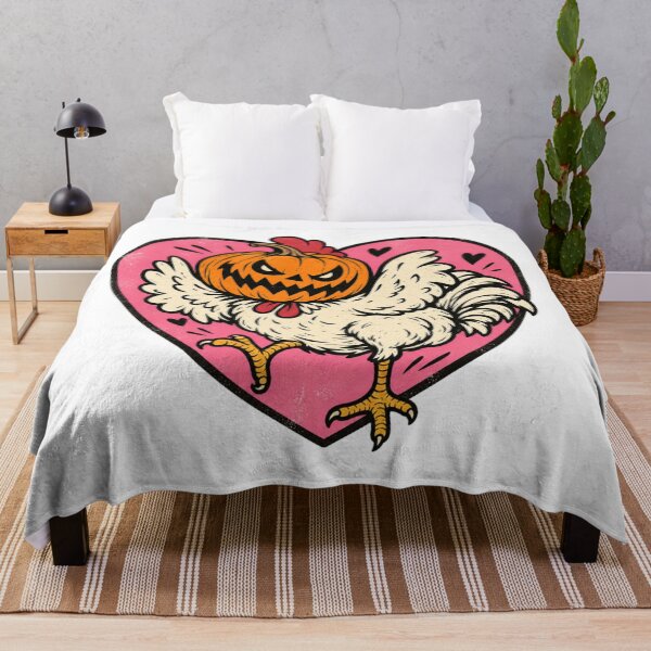 Item preview, Pumpkin Head Chicken – Funny Retro Halloween Heart designed and sold by Blink Art Studio.