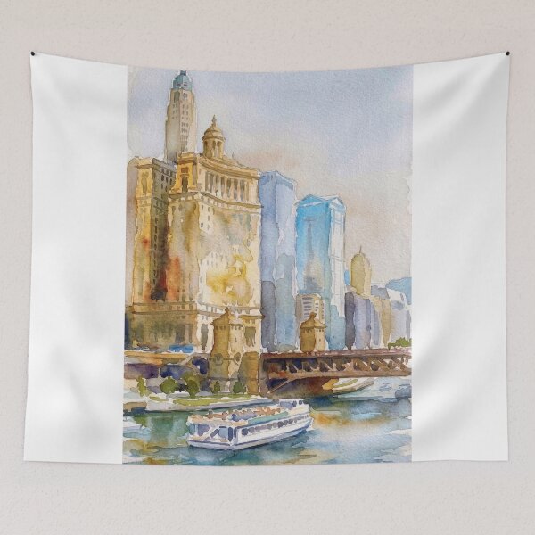 Item preview, Chicago River London Guarantee Building Watercolor designed and sold by caracatita75.