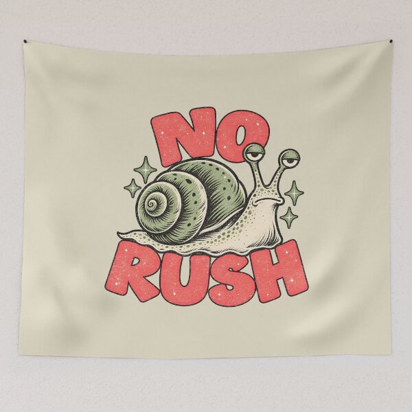 Item preview, No Rush – Funny Retro Green Snail designed and sold by AwesomeBeyondLimits.