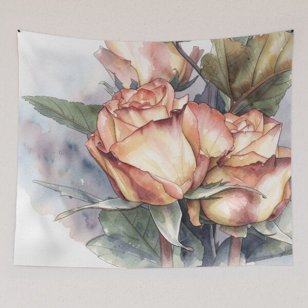 Item preview, Peach Roses in Water Color designed and sold by tomorrowsart.