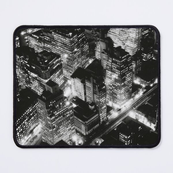 Item preview, New York City night view, Manhattan skyline city lights black and white vintage 1932 photograph by Berenice Abbott designed and sold by Astrid Arkhangelsky.