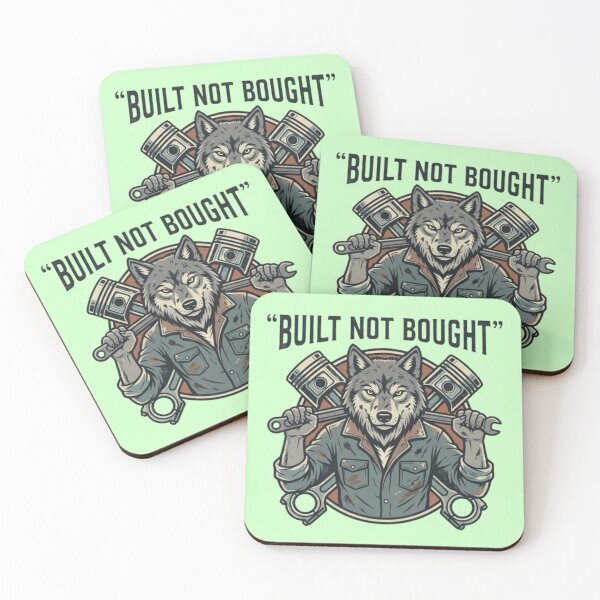 Item preview, Built Not Bought Wolf - Vintage Mechanic & Piston Garage Illustration designed and sold by Dogandesighn.