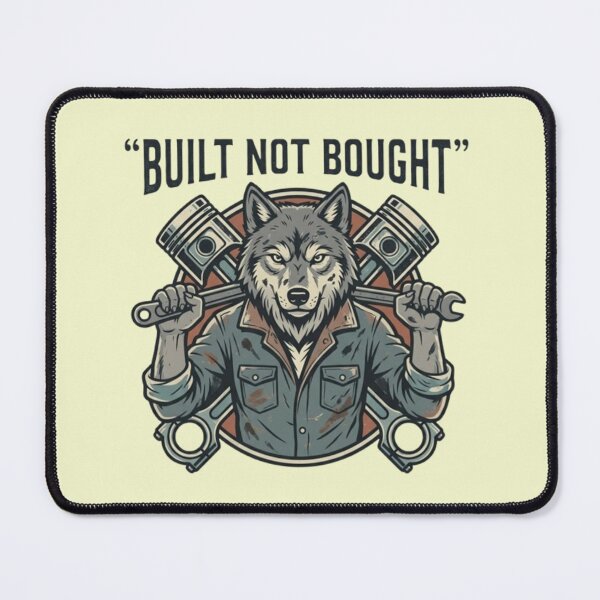 Artikelvorschau, Wolf – selbstgebaut, nicht gekauft – Illustration einer Oldtimer-Mechaniker- und Kolbenwerkstatt entworfen und verkauft von Dogandesighn.