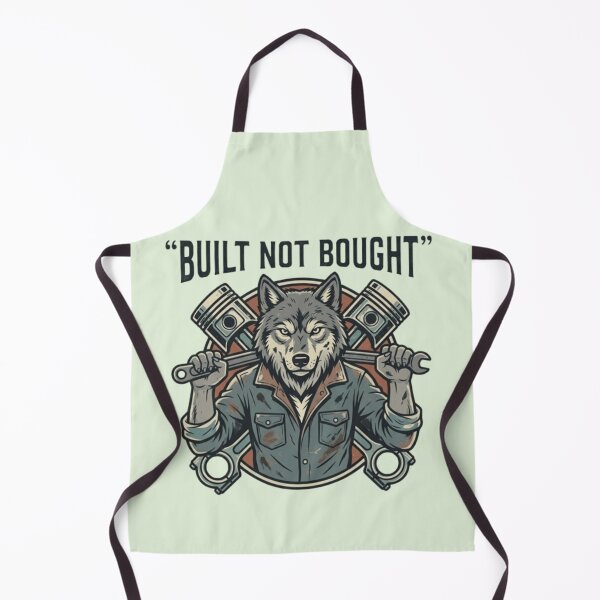 Item preview, Built Not Bought Wolf - Vintage Mechanic & Piston Garage Illustration designed and sold by Dogandesighn.