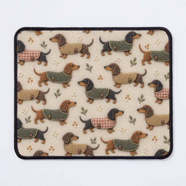 Item preview, Cozy Dachshund Sweater Pattern – Cute Sausage Dogs in Plaid Coats designed and sold by Kaleidoscope Print.