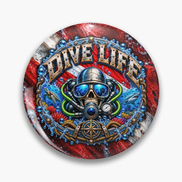 Item preview, Dive Life Skull Scuba Diving Challenge Coin Wall Art | Breathe Deep Live Free Ocean Diver Design designed and sold by artistwill.