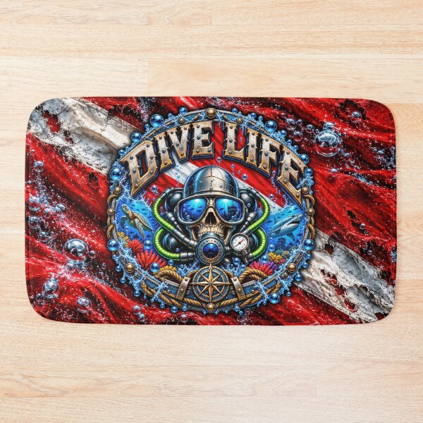 Item preview, Dive Life Skull Scuba Diving Challenge Coin Wall Art | Breathe Deep Live Free Ocean Diver Design designed and sold by artistwill.