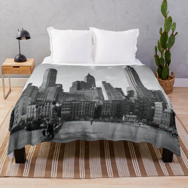 Item preview, Manhattan Skyline I South Street and Jones Lane Manhattan skyscrapers cityscape black and white photograph by Berenice Abbott, 1936 designed and sold by Astrid Arkhangelsky.