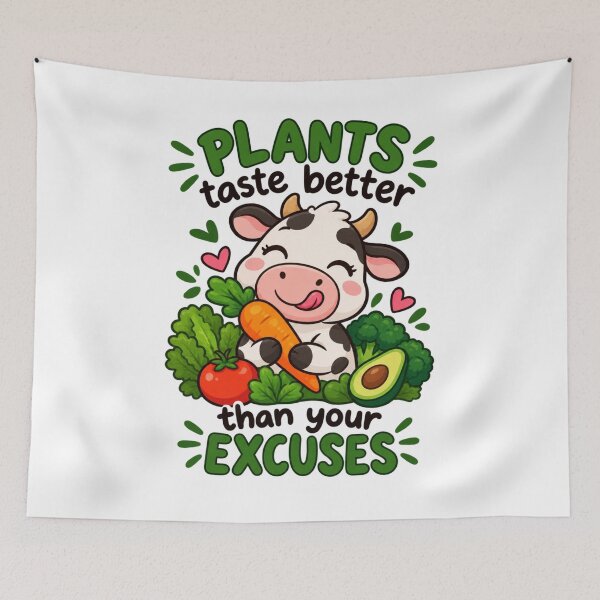 Item preview, Funny Vegan Cow - Plants Taste Better Than Your Excuses designed and sold by JrNergal.