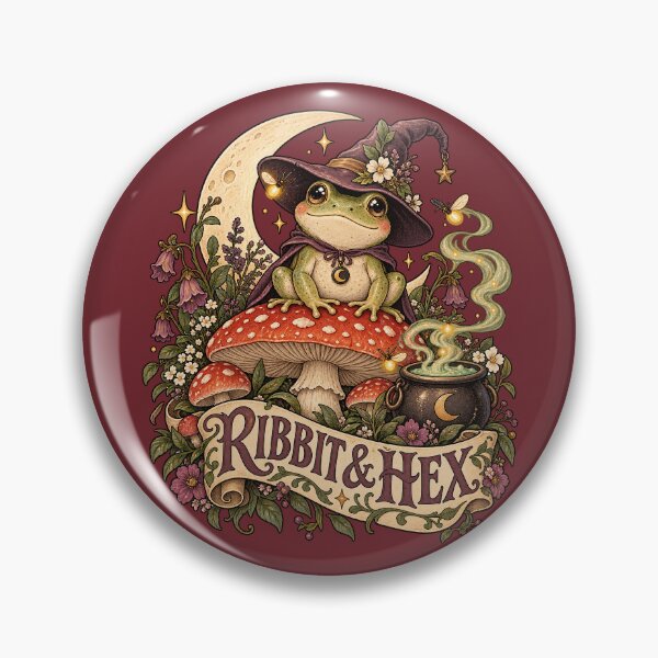 Item preview, Ribbit And Hex Witchy Frog Cottagecore designed and sold by Furflix.
