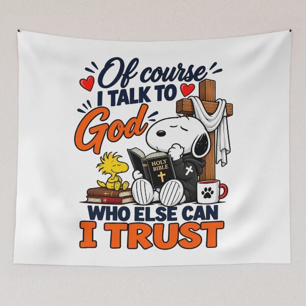 Item preview, Snoopy Inspired Of Course I Talk To God Who Else Can I Trust Bible Graphic designed and sold by CozyCubs-Art.