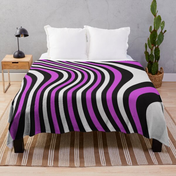 Item preview, Purple Black White Wavy Stripes – Optical Illusion designed and sold by VISO-art.