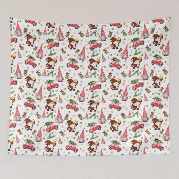Item preview, Christmas Gnome Seamless Pattern, Red Truck and Golden Ornaments Holiday Design designed and sold by BigDigital.