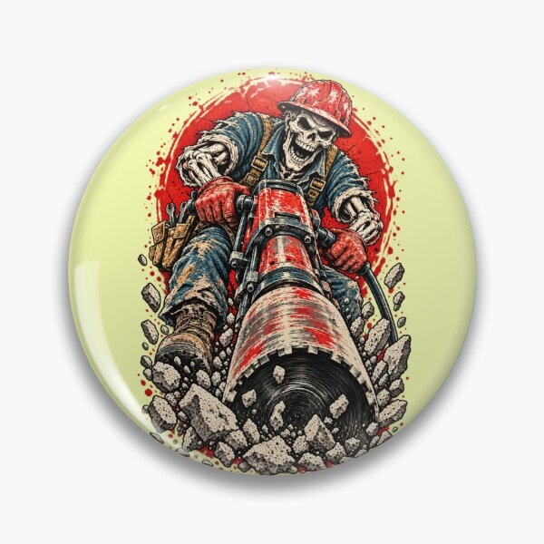 Item preview, Vintage Skeleton Core Drill Operator Construction Horror Art designed and sold by Meandmyshop.