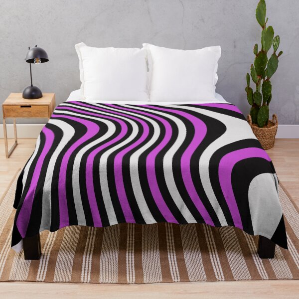 Item preview, Purple Black White Wavy Stripes – Optical Illusion black designed and sold by VISO-art.