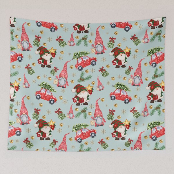 Item preview, Christmas Gnome Seamless Pattern, Red Truck and Golden Ornaments Holiday Design designed and sold by BigDigital.