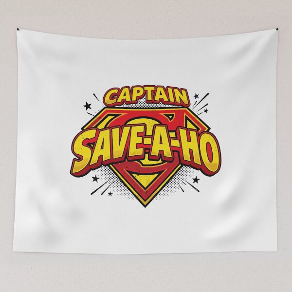 Item preview, Funny Captain Save A Ho Retro Superhero Parody  designed and sold by Designart68.