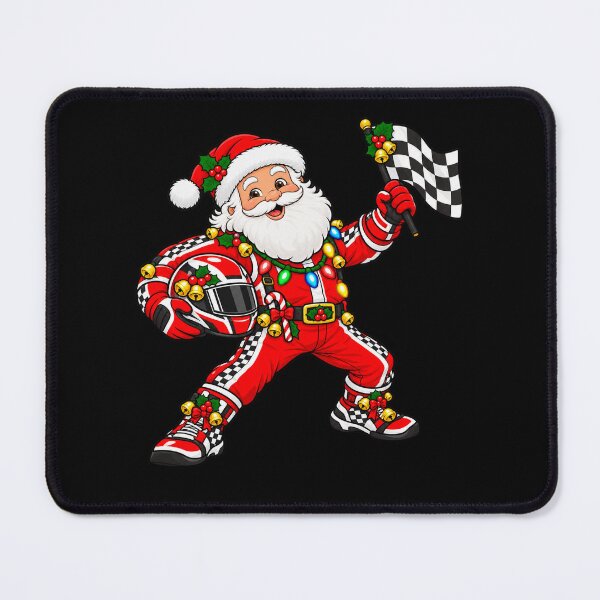 Item preview, Santa Car Racing Christmas Driver with Checkered Flag designed and sold by Street-Beasts.