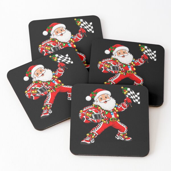 Item preview, Santa Car Racing Christmas Driver with Checkered Flag designed and sold by Street-Beasts.