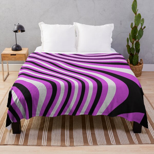 Item preview, Copy of Purple Black White Wavy Stripes – Optical Illusion black designed and sold by VISO-art.