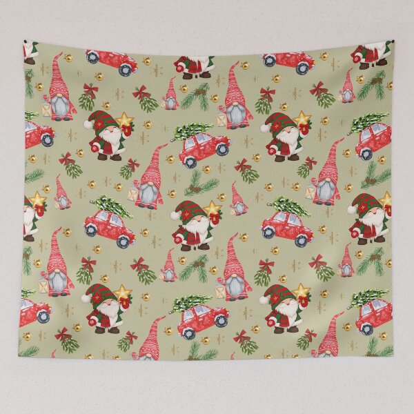 Item preview, Copy of Christmas Gnome Seamless Pattern, Red Truck and Golden Ornaments Holiday Design designed and sold by BigDigital.